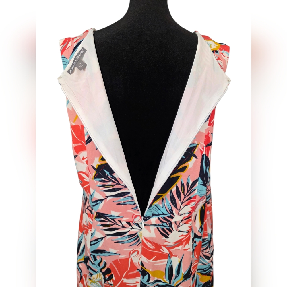 Jessica London Tropical Floral Linen Blend Maxi Dress 16W Vacation Resort - Picture 5 of 9